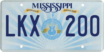 MS license plate LKX200