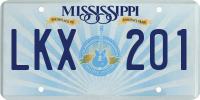 MS license plate LKX201