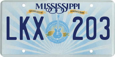 MS license plate LKX203