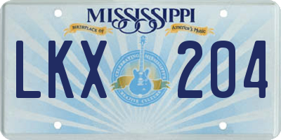 MS license plate LKX204