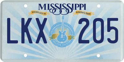 MS license plate LKX205