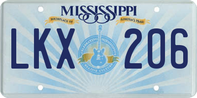 MS license plate LKX206