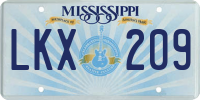 MS license plate LKX209