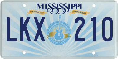 MS license plate LKX210