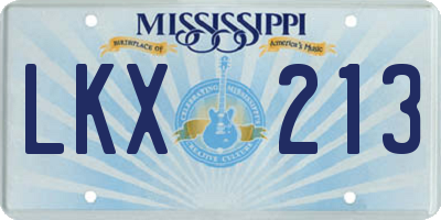 MS license plate LKX213