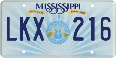 MS license plate LKX216
