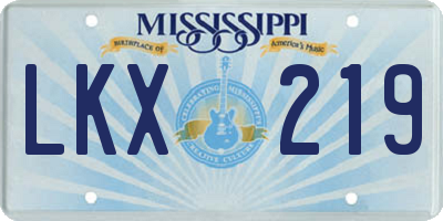 MS license plate LKX219