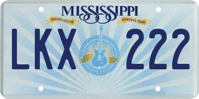 MS license plate LKX222