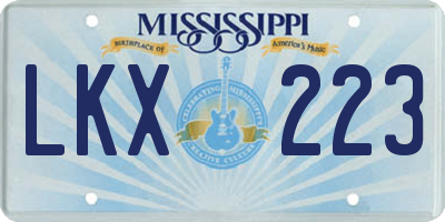 MS license plate LKX223