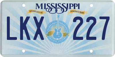 MS license plate LKX227