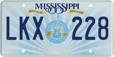 MS license plate LKX228