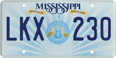 MS license plate LKX230