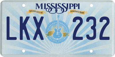 MS license plate LKX232