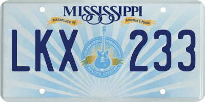 MS license plate LKX233