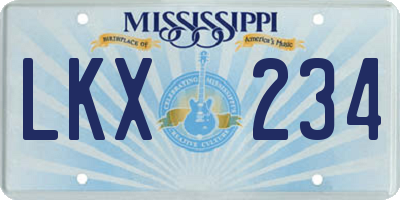 MS license plate LKX234