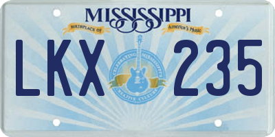 MS license plate LKX235