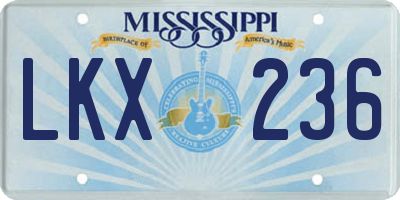 MS license plate LKX236