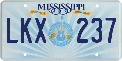 MS license plate LKX237