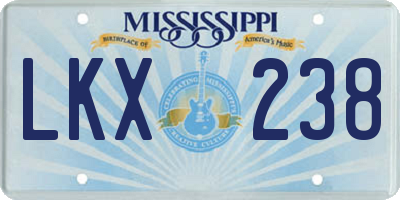 MS license plate LKX238
