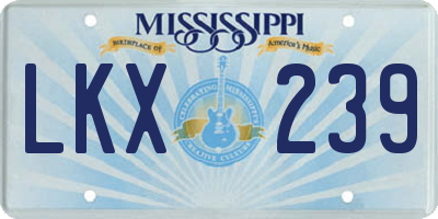 MS license plate LKX239