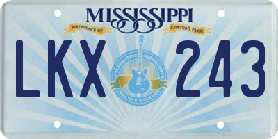MS license plate LKX243
