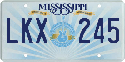 MS license plate LKX245