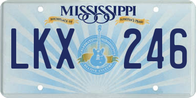MS license plate LKX246