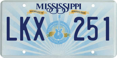 MS license plate LKX251