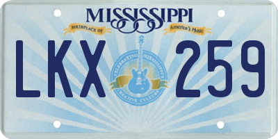 MS license plate LKX259