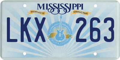 MS license plate LKX263