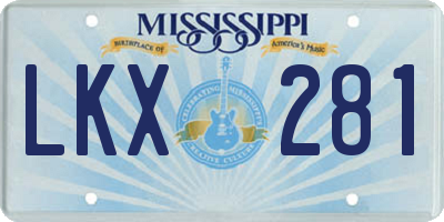 MS license plate LKX281