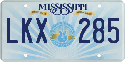 MS license plate LKX285