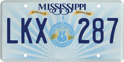 MS license plate LKX287