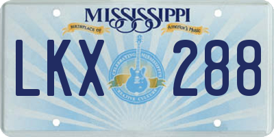 MS license plate LKX288