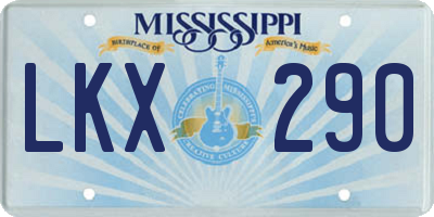 MS license plate LKX290