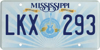 MS license plate LKX293