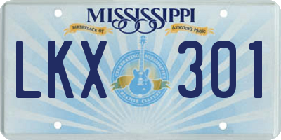 MS license plate LKX301