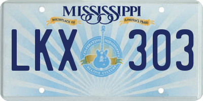 MS license plate LKX303