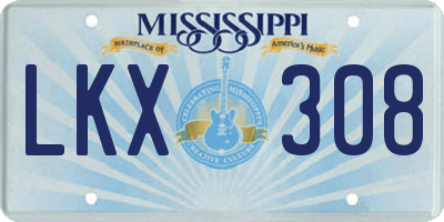 MS license plate LKX308