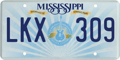 MS license plate LKX309