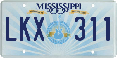 MS license plate LKX311