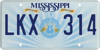 MS license plate LKX314