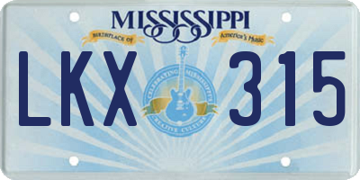 MS license plate LKX315