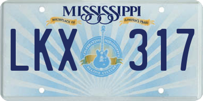MS license plate LKX317