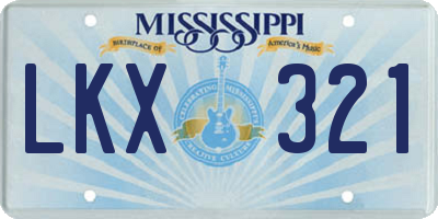 MS license plate LKX321