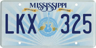 MS license plate LKX325