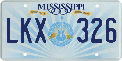 MS license plate LKX326