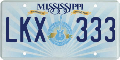 MS license plate LKX333