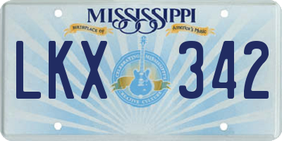 MS license plate LKX342