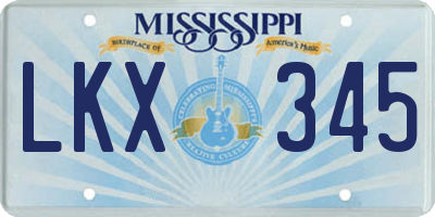 MS license plate LKX345